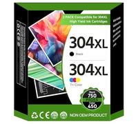Washope Combo Pack Remplacement pour 304 Imprimante Encre 304XL pour 5010 5020 5032 5030 5000 DeskJet 3760 3762 2600 2620 2633 3720 3750