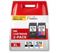 Washope PG575XL CL576XL Cartouche d'encre pour Canon 575 et 576 XL pour Pixma TR4750i TR4751i TS3550i TS3551i (1 Noir, 1 Couleur, 2 Pack)