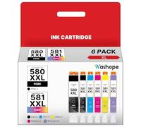 Washope PGI-580 CLI-581 XXL Replacement Cartouches d'encre pour Canon 580 581 XXL pour TS8150 TS8250 TS8350 TS8151 TS8350A TS8351A TS8150 TS8152 TS8251 TS8252 TS9120 TS9155 TS8352a (Pack de 6)