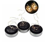 Washranp Alimenté Solaire 10 LED Couvercle Insert Fairy Light Party Decor Lampe pour Mason Jar Couvercle Insert Fairy Light pour Patio Extérieur Jardin Jardin Décor De Mariage Blanc Chaud