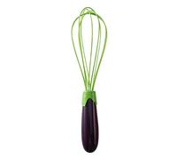 Washranp Fouet à poignée en forme de baril pratique - Tenue stable - Batteur à œufs torsadé 2 en 1 - Pliable - Fil d'acier recouvert de silicone - Design ergonomique - Mélange confortable - Aubergine