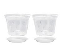Washranp Lot de 2 pots à orchidées transparents avec trous latéraux 15 cm