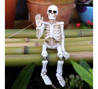 Washranp Mini figurines de squelette, figurine squelette à jambe oscillante, statue de crâne assis en résine, petits squelettes pour Halloween, maison, bureau, décoration de bureau
