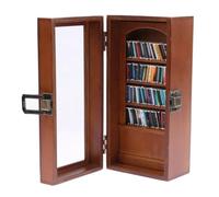 Washranp Petite bibliothèque miniature en bois avec 80 petits modèles de livres, soulagement du stress, décoration de bureau, cadeau d'anniversaire, marron foncé