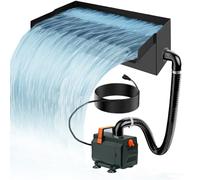 washrobots Cascade Bassin Exterieur, 20CM Cascade Bassin en Acier Inoxydable, Pompe de Bassin 40 W 2 500 l/h avec Cascade, Cascade Piscine pour Étang de Jardin, Cour, Bassin à koï, Bassin Extérieur