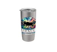Wasilla Alaska Aurora Borealis Souvenir d'orignal Gobelet isotherme en acier inoxydable double paroi
