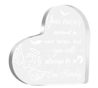 Wasise Cadeau de fausse couche - Cadeau de perte de bébé, 10 x 10 cm, plaque commémorative en acrylique en forme de cœur avec inscription « You Will Always Be in Our Hearts », cadeau commémoratif pour