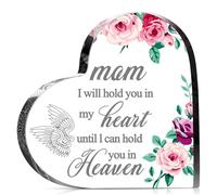 Wasise Cadeau de fête des mères pour tombe - Cadeau funéraire pour la perte de mère, cadeau de mémoire en forme de cœur en acrylique pour repos en paix, cadeau de fête des mères pour maman, décoration