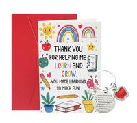 Wasise Cartes de remerciement pour enseignant - Lot de cartes de remerciement pour enseignant avec porte-clés, cadeau de remerciement pour enseignants, carte « Ill Miss You », idée cadeau de