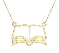 Wasise Collier avec pendentif en forme de livre - Bijou femme, Cadeau lecteur, Acier inoxydable, 40 cm