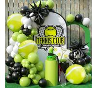 Wasise Kit de 106 ballons de tennis - Décorations de fête sportive, guirlande de ballons en Mylar vert blanc noir pour fêtes d'anniversaire, fournitures de fête pour garçons, hommes, filles et femmes