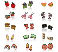 Wasise Lot de 15 boucles d'oreilles pour enseignant pour femme, cadeaux de remerciement, accessoires pour enseignants, boucles d'oreilles livre, boucles d'oreilles crayon, accessoires sur le thème de