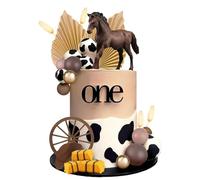 Wasise Lot de 28 décorations de gâteau en forme de cheval avec inscription « My First Rodeo » pour 1er anniversaire, cowboy occidental, décoration de gâteaux de vache, boule marron pour fête à thème