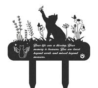 Wasise Plaques commémoratives pour chat - 30 x 33,5 cm - Plaques commémoratives pour animaux de compagnie - Piquets de cimetière en métal imperméables pour chats pour jardins, forêts de bord de mer