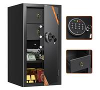 WASJOYE 103L Grand Coffre Fort de Documents avec Tiroirs, Coffre-Fort de Sécurité avec Serrure de Clavier Numérique, Safe pour le Bureau à Domicile, Hôtel, Monnaie, Bijoux, Rangement de Passeport