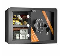 WASJOYE 25L Coffre-Fort Numérique, Coffre-Fort à l'Argent avec Clavier Electronique, Armoire Safe de Sécurité avec Clés pour la Maison, le Bureau, l'Hôtel, les Bijoux, les Armes à Feu