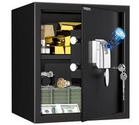 WASJOYE 43L Coffre-Fort d'Empreinte Digitale, Biométrique Armoire Coffre-Fort à Domicile avec lectronique Automatique avec Identification des Doigts pour la Maison, le Bureau, l'Hôtel-40*35*31cm