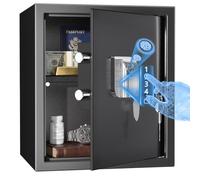 WASJOYE 43L Coffre-Fort d'Empreinte Digitale, Biométrique Armoire Coffre-Fort à Domicile avec Clés, Electronique Automatique avec Identification des Doigts pour la Maison, le Bureau, l'Hôtel