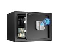 WASJOYE Coffre-Fort d'Empreinte Digitale, Biométrique Armoire Coffre-Fort à Domicile avec Clés, Electronique Automatique avec Identification des Doigts pour la Maison, le Bureau, l'Hôtel,19L