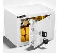 WASJOYE Mini Coffre Fort Domestique, 17 * 23 * 17cm Coffre Fort Serrure e Sécurité - Blanco Petit Coffre Fort pour la maison, L'argent, de documents, de bijoux, de passeports 6.6L