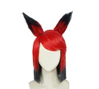 Waslary Alastor Perruque adulte courte noir rouge cheveux anime Cosplay perruque Halloween costume accessoire