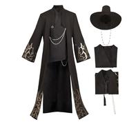 Waslary Costume de cosplay Jinu - Vêtements coréens traditionnels pour homme - Sajaboys - Manteau noir - Haut et chapeau - Ensemble complet