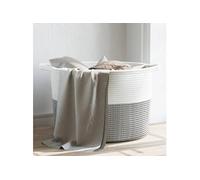 Wasmand Ã~ 55x36 cm katoen grijs en wit358470