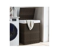 Wasmand met deksel 46x33x60 cm poly rattan donkerbruin372030