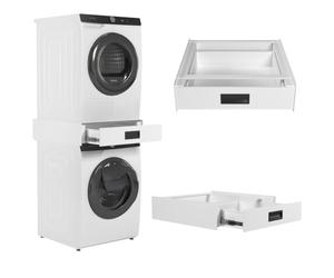 Wasophoogte Intermédiaire Machine à Laver Sèche-Linge avec Tiroir Extensible - Kit Empilable pour Lave-Linge et Sèche-Linge - Cadre Intermédiaire Universel Adapté à Toutes Les Marques - Couleur: Blanc