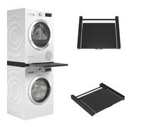 Wasophoogte® Kit de Superposition Lave-Linge Sèche-Linge - Kit de Superposition Machine à Laver Universel - Cadre Intermédiaire Compatible avec Tous les Appareils, Noir, Durable et Gain de Place