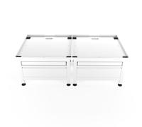 Wasophoogte® Meuble Machine à Laver - Support Machine à Laver Universel avec Tiroir et Étendoir Double - Couleur : Blanc - Hauteur : 42 cm - Fournis avec Supports Muraux - Dimensions : 65x60,5 cm
