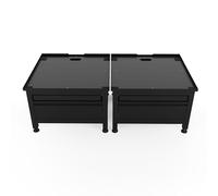 Wasophoogte® Meuble Machine à Laver - Support Machine à Laver Universel avec Tiroir et Plateau Double - Couleur : Noir - Hauteur : 42 cm - Fournis avec Supports Muraux - Dimensions : 65x60,5 cm