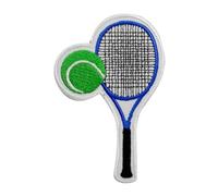 WASPRO Patch brodé en forme de balle de tennis, raquette de tennis, à repasser ou à coudre pour vêtements, etc. 8 x 7,5 cm, mélange