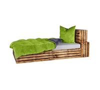 Wasserbetten-Markenshop Hiver Uni Parure de lit réversible Cashmere Touch Anthracite/Vert 2 pièces 1 x 135 x 200 + 1 x 80 x 80 cm similaire Peluche de Nicky Teddy Polaire Coraux