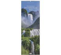 Wasserfälle 2027: Wandkalender 34x98 cm mit 12 Wasserfallfotografien und sprachneutralem Kalendarium