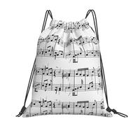 Wasserfester Rucksack mit Kordelzug, Motiv: Musiknoten auf dem Notenschlüssel, für Damen und Herren, Sport- und Fitnessstudio-Sackpack