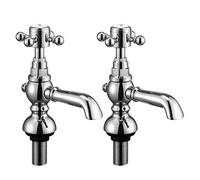 Wasserrhythm Paire de robinets de lavabo cascade Victoria Traditionnels Robinets d'évier de salle de bain en paire classique à levier croisé en laiton chromé
