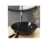 vidaXL Lavabo de bain avec robinet et drain à poussoir Verre trempé