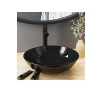 vidaXL Lavabo de bain avec robinet et drain à poussoir Verre trempé