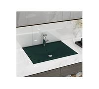 Vidaxl Lavabo Avec Trou De Robinet Vert Foncé Mat 60x46 Cm Céramique Vert