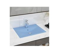 Vidaxl Lavabo Avec Trou De Robinet Bleu Clair Mat 60x46 Cm Céramique