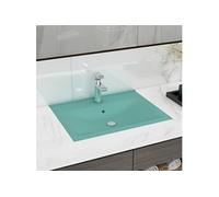 Wastafel met kraangat 60x46 cm keramiek mat lichtgroen147024