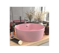Lavabo de Luxe avec Trop-plein Vasque à Poser de Toilette Lave-mains de Salle de Bain Salle Cosmétique Maison Rose Mat 36x13 cm Céramique