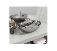 Lavabo avec trop-plein 58,5 x 39 x 21 cm Céramique Argenté