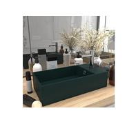 vidaXL Lavabo de salle de bain Vasque à poser avec trop-plein Céramique Vert foncé