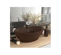 Vidaxl Lavabo Ovale À Trop-Plein Marron Foncé Mat 58,5x39 Cm Céramique