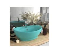 Vidaxl Lavabo Ovale À Trop-Plein Vert Clair Mat 58,5x39 Cm Céramique
