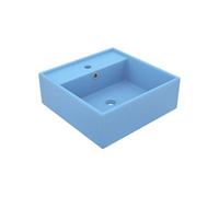 Wastafel met overloop vierkant 41x41 cm keramiek mat lichtblauw146945