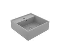 Lavabo carré à trop-plein Gris clair mat 41x41 cm Céramique