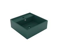 vidaXL Lavabo carré à trop-plein Vert foncé mat 41x41 cm Céramique